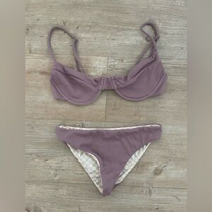 MAI mulberry ribbed costa top and bonita bottom bikini set